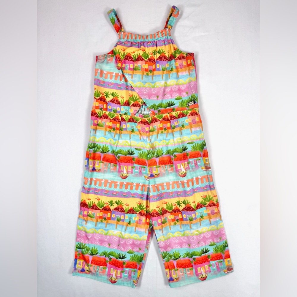 ALPHABETO Girls' Tropical Southwestern Printed Cutout Jumpsuit‎ Brazilian Size 4